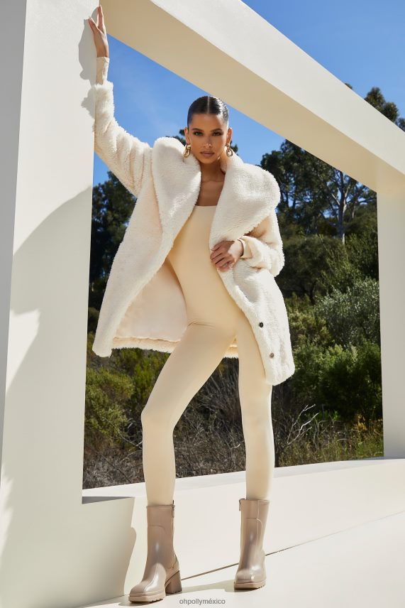 Marfil abrigo tipo peluche con cuello chal Oh Polly mujer recopilación 6N8XHD860