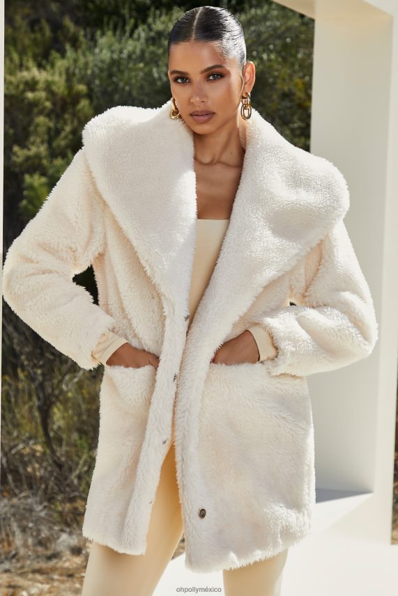 Marfil abrigo tipo peluche con cuello chal Oh Polly mujer recopilación 6N8XHD860