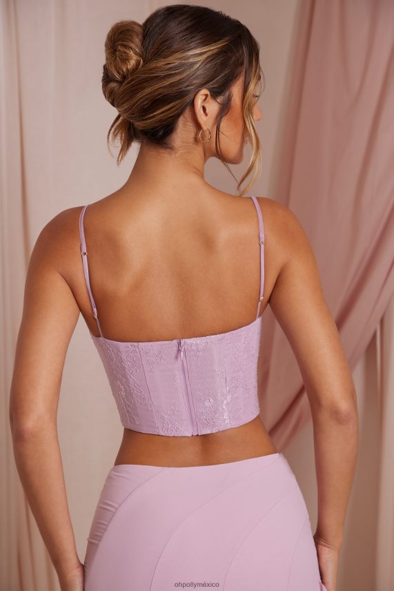 Rosa empolvado top corto con corsé de encaje Lena Oh Polly mujer recopilación 6N8XHD593