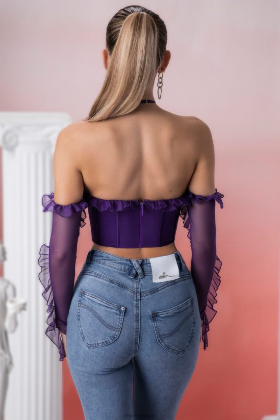 Violeta top corto con cuello desbocado y detalle de volantes filia Oh Polly mujer recopilación 6N8XHD694