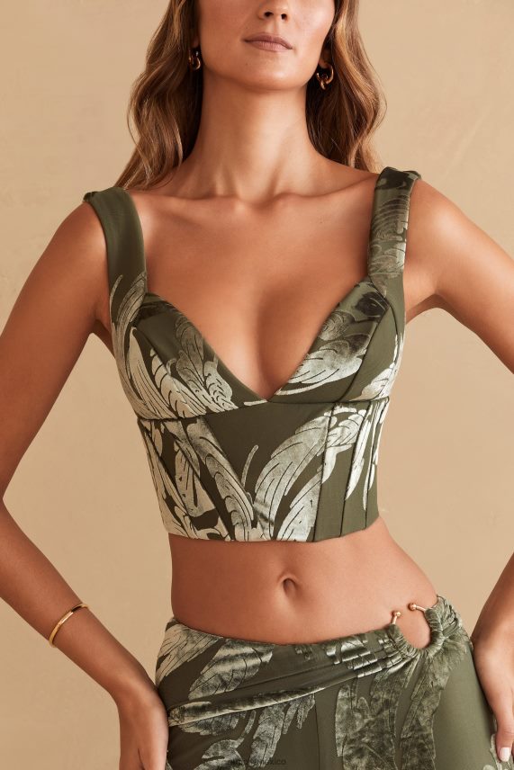 estampado oliva top corto con corsé sevda Oh Polly mujer recopilación 6N8XHD635
