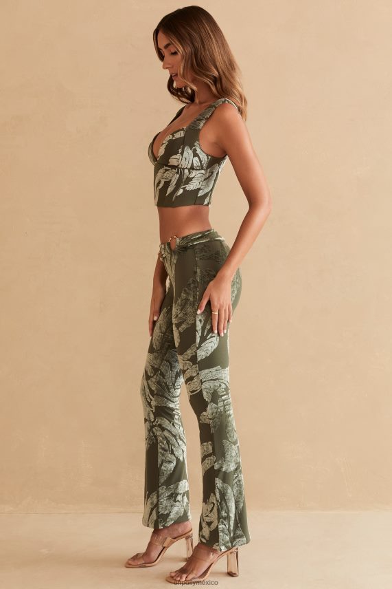 estampado oliva top corto con corsé sevda Oh Polly mujer recopilación 6N8XHD635