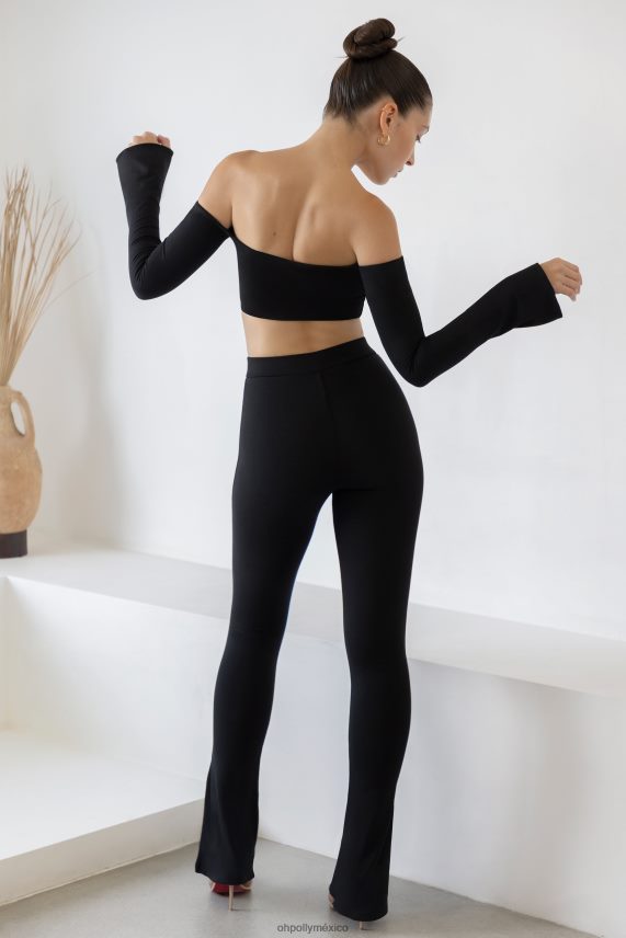 negro top corto con bardot de manga larga renata Oh Polly mujer recopilación 6N8XHD633