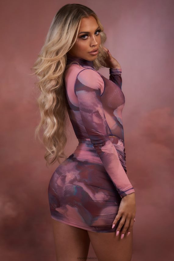 rubor body de malla de manga larga con cuello alto supernova Oh Polly mujer recopilación 6N8XHD700