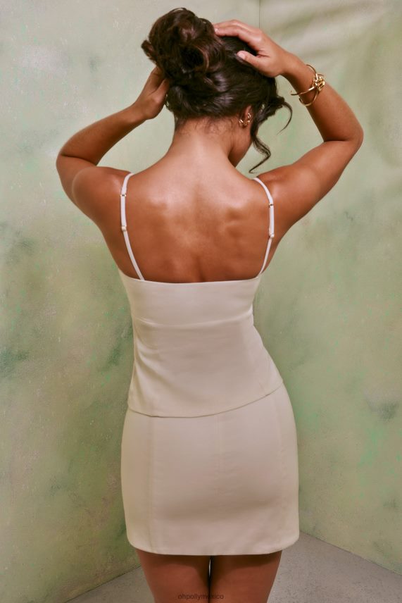 blanco top alva de lino con escote corazón y lazo delantero Oh Polly mujer recopilación 6N8XHD574