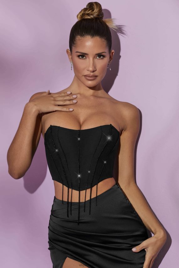 negro top corsé con adornos esmeralda Oh Polly mujer recopilación 6N8XHD637