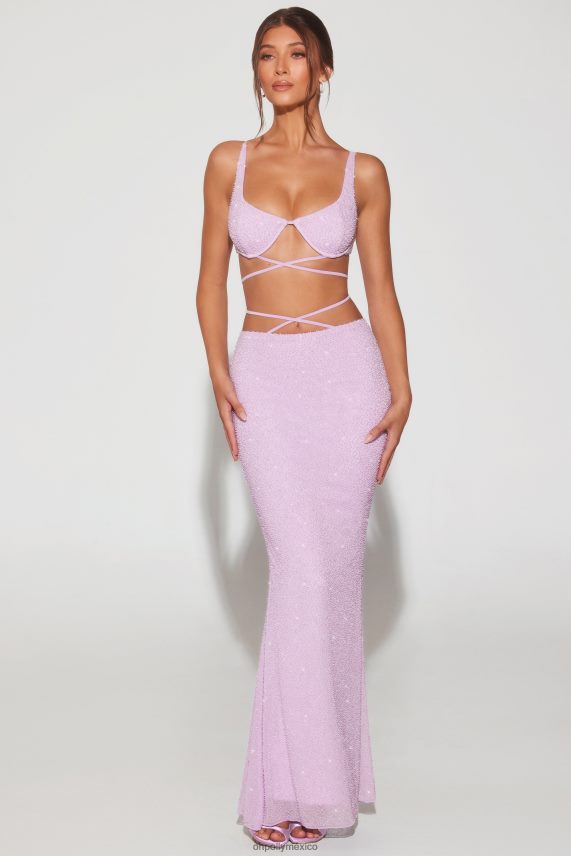 lila falda larga con tiras y adornos Sardinia Oh Polly mujer Faldas 6N8XHD733