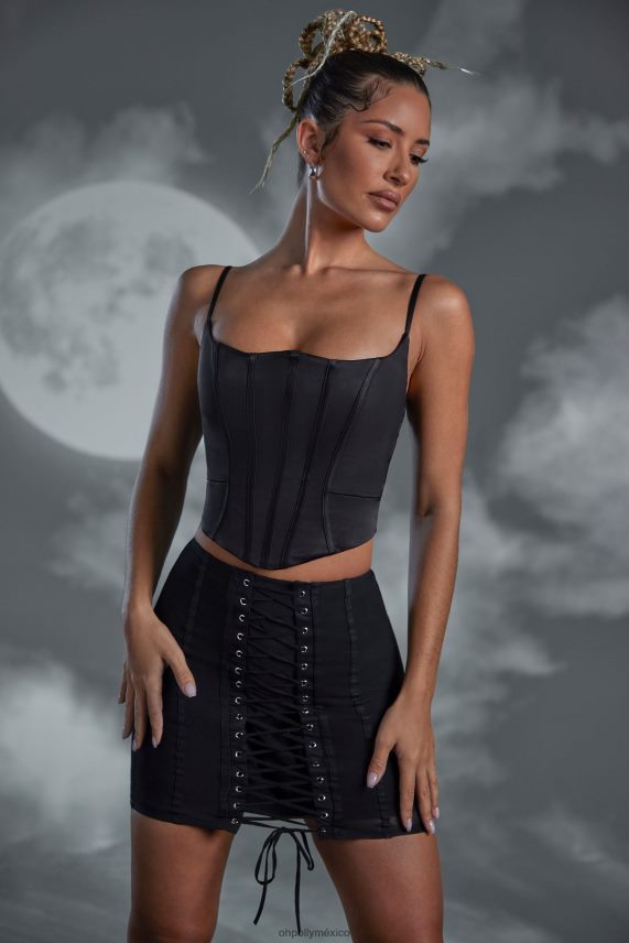 negro minifalda asra con cordones Oh Polly mujer Faldas 6N8XHD810