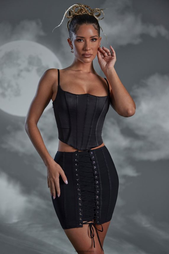 negro minifalda asra con cordones Oh Polly mujer Faldas 6N8XHD810