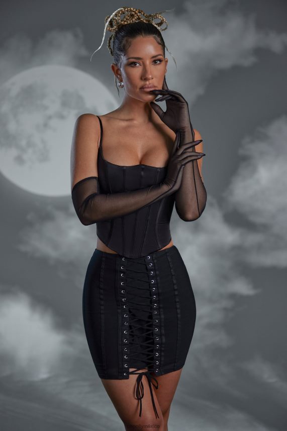 negro minifalda asra con cordones Oh Polly mujer Faldas 6N8XHD810