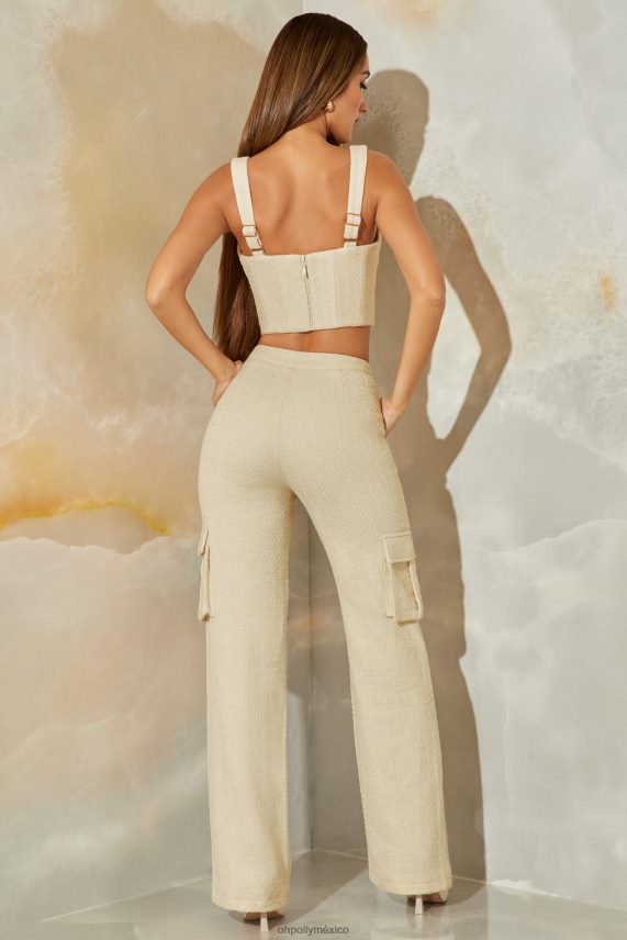 piedra pantalones cargo Hendrix de tweed con pernera recta Oh Polly mujer fondos 6N8XHD804