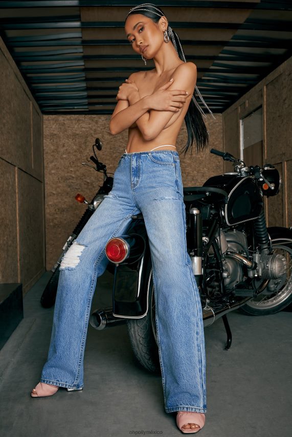 azul vaqueros boyfriend de talle bajo Oh Polly mujer fondos 6N8XHD862