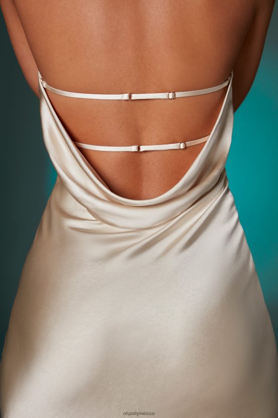 Marfil vestido largo con cuello halter y espalda descubierta Pilar Oh Polly mujer vestidos 6N8XHD105