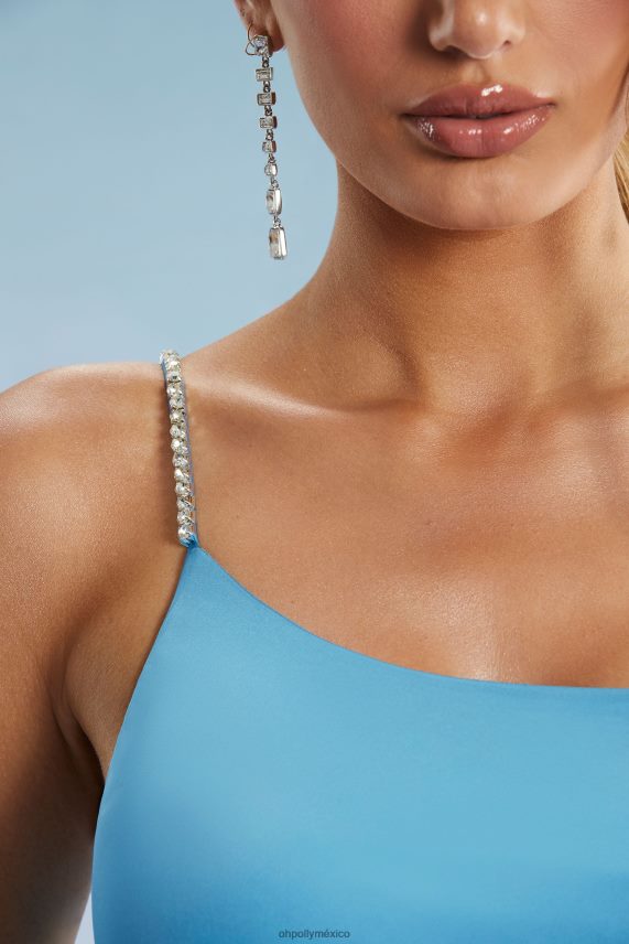 azul vestido midi con aberturas asimétricas behati Oh Polly mujer vestidos 6N8XHD327