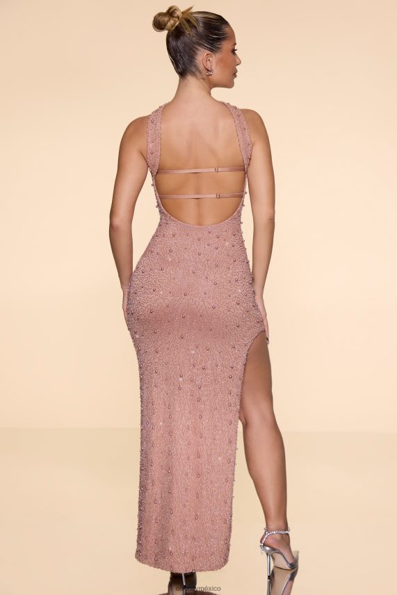 beige vestido largo palabra de honor con adornos belgravia Oh Polly mujer vestidos 6N8XHD63