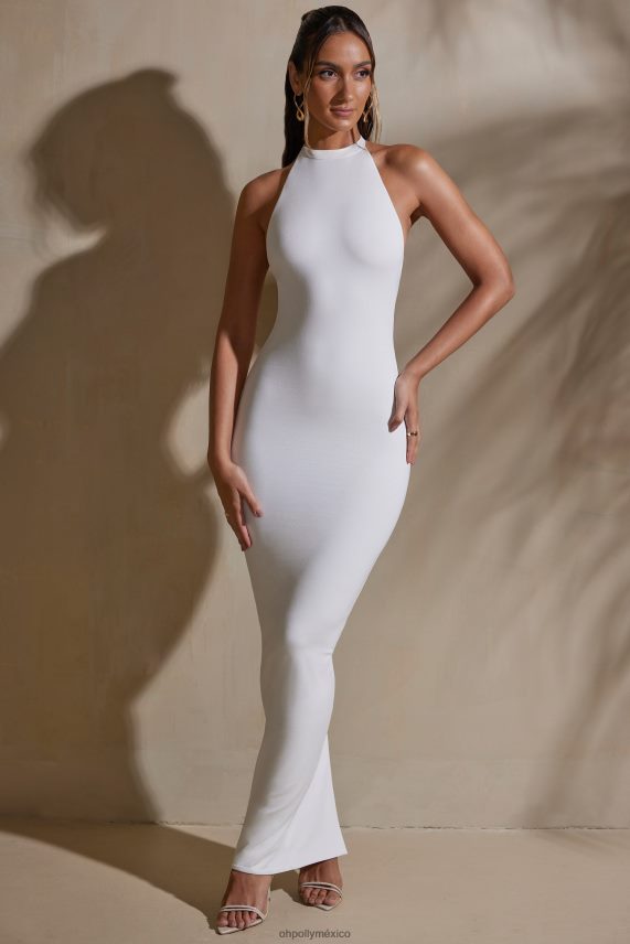 blanco vestido largo tandi con cuello halter y espalda baja Oh Polly mujer vestidos 6N8XHD206