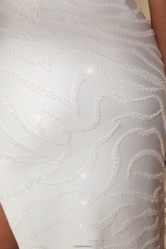 blanquecino vestido largo con aberturas y una sola manga seren Oh Polly mujer vestidos 6N8XHD54