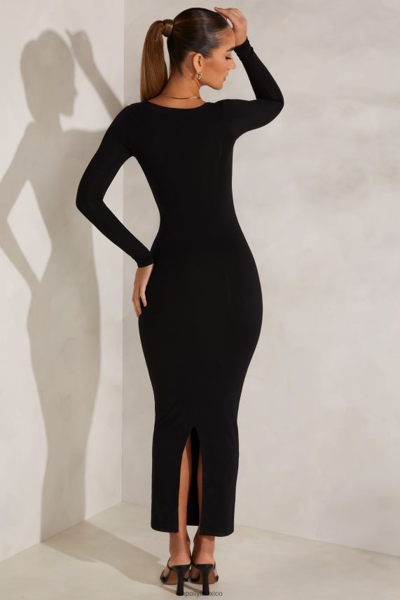 negro vestido largo de manga larga peyton Oh Polly mujer vestidos 6N8XHD115
