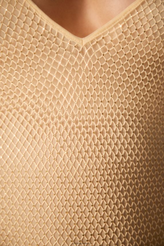 oro vestido largo con espalda escotada y adornos líricos Oh Polly mujer vestidos 6N8XHD49