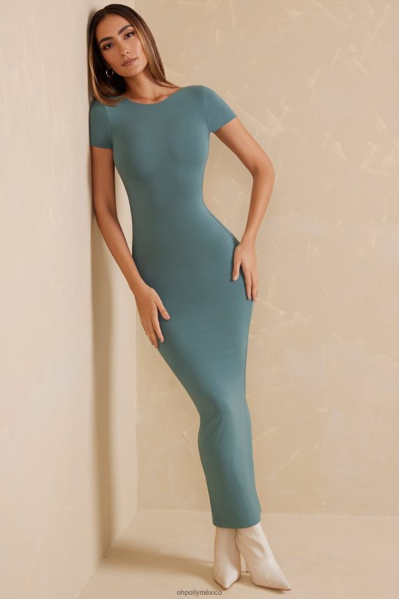 verde azulado vestido largo Alira con mangas japonesas y espalda abierta Oh Polly mujer vestidos 6N8XHD85