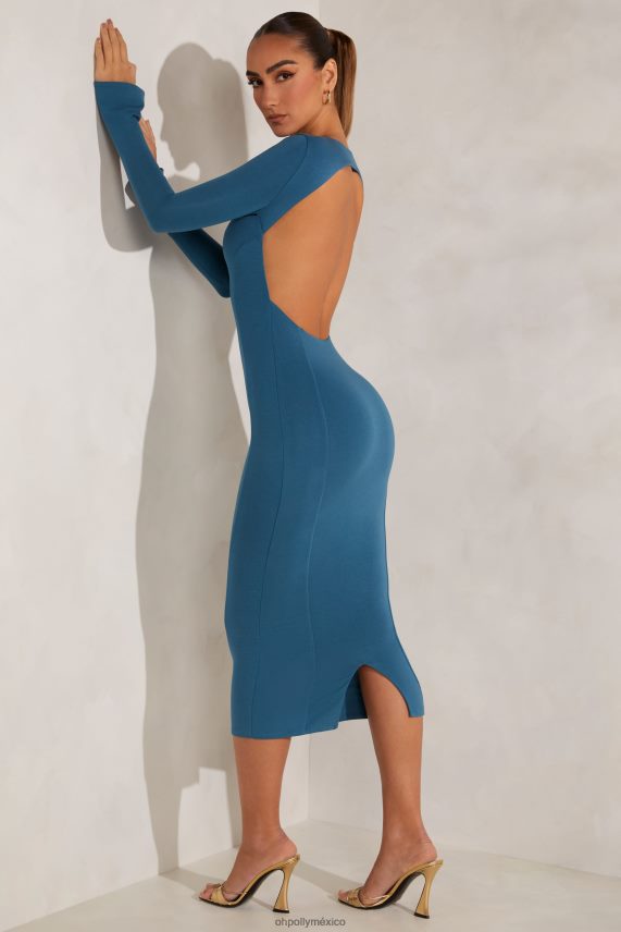 verde azulado vestido midaxi brinkley con cuello alto, manga larga y espalda abierta Oh Polly mujer vestidos 6N8XHD103