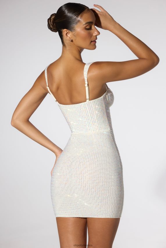 Marfil vestido corto con corsé y adornos de Ines Oh Polly mujer vestidos 6N8XHD26