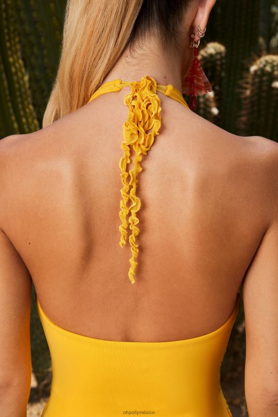 amarillo vestido corto pareo con parte delantera cruzada elio Oh Polly mujer vestidos 6N8XHD564