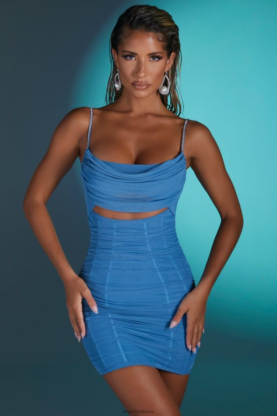 azul vestido corto Montpellier con tirantes adornados Oh Polly mujer vestidos 6N8XHD334