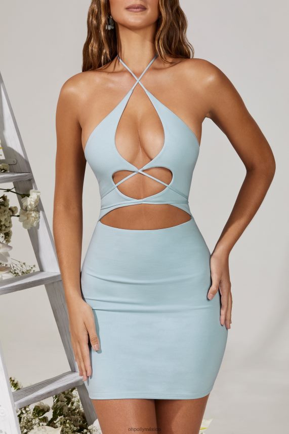 azul vestido corto eldora con abertura y detalle de abertura Oh Polly mujer vestidos 6N8XHD362