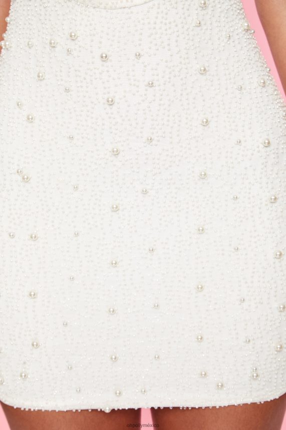 blanco vestido corto Versailles con escote pronunciado y adornos Oh Polly mujer vestidos 6N8XHD303