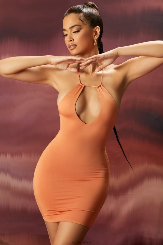 caramelo Tentador vestido corto con abertura en forma de cerradura y múltiples tirantes de Destiny Oh Polly mujer vestidos 6N8XHD531