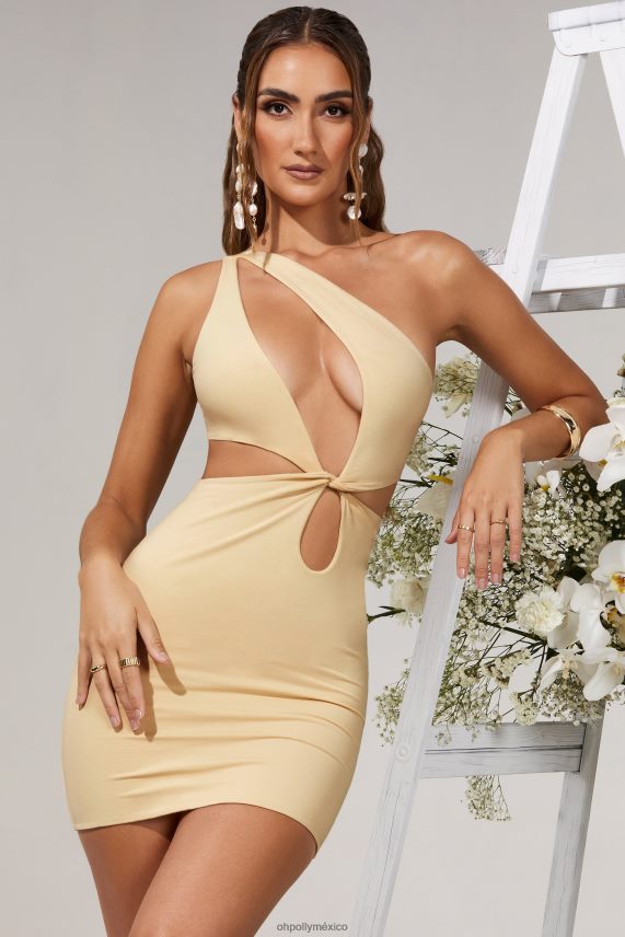 crema vestido corto orla asimétrico retorcido Oh Polly mujer vestidos 6N8XHD339