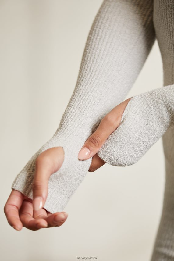 gris minivestido midori de manga larga y cuello cuadrado Oh Polly mujer vestidos 6N8XHD99