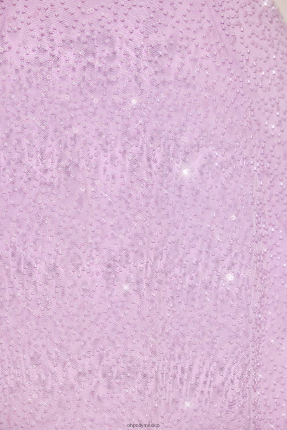 lila Sorrento minivestido acampanado con cuello asimétrico y adornos Oh Polly mujer vestidos 6N8XHD8