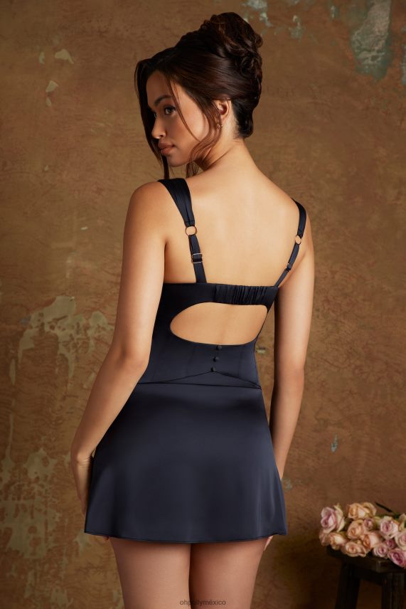 negro papatya minivestido con corsé y cordones Oh Polly mujer vestidos 6N8XHD159