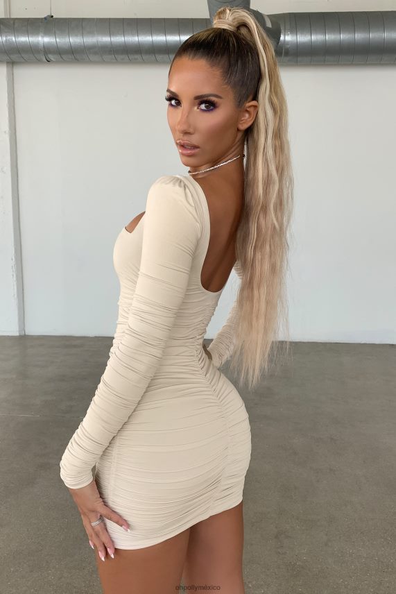 ostra blanca Flatter Me minivestido fruncido de manga larga Oh Polly mujer vestidos 6N8XHD538