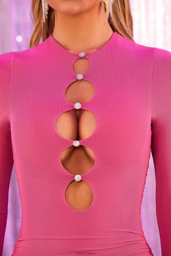 rosa minivestido con aberturas infinitamente dedicadas Oh Polly mujer vestidos 6N8XHD461