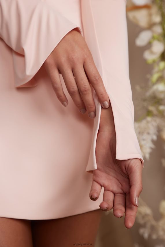 rubor cosette minivestido evasé de manga larga y aberturas Oh Polly mujer vestidos 6N8XHD97