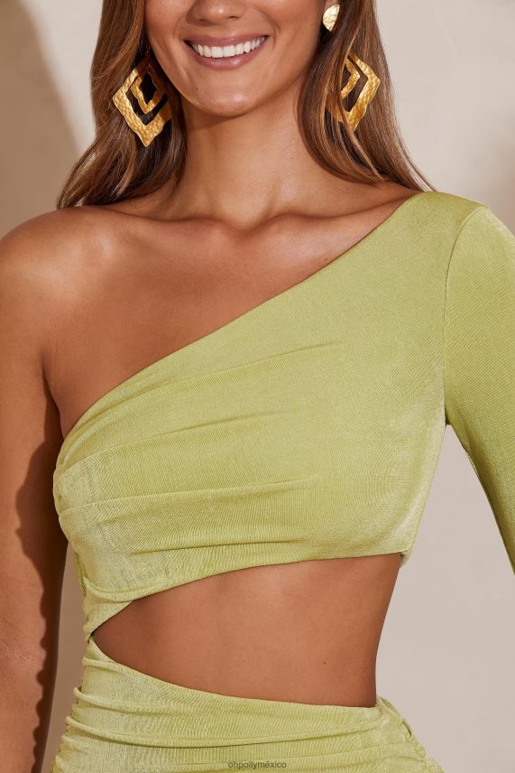 verde vestido corto Ali con un hombro descubierto y mangas acampanadas Oh Polly mujer vestidos 6N8XHD136