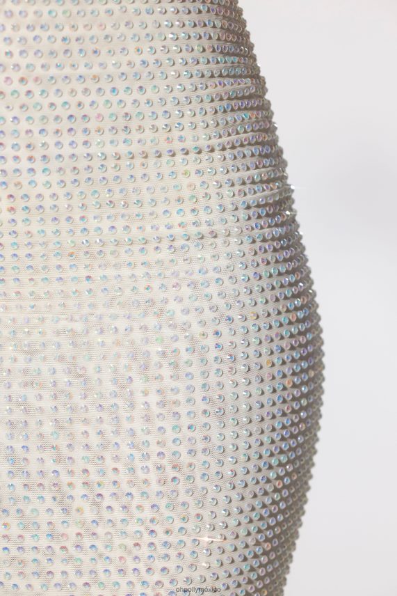 Marfil vestido de noche sin tirantes con adornos daleyza Oh Polly mujer vestidos 6N8XHD25