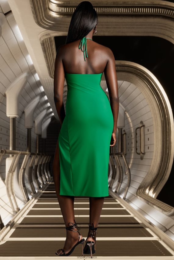 verde vestido midi con aberturas New Energy Oh Polly mujer vestidos 6N8XHD473