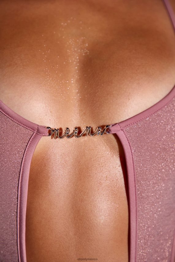 rosa malia recortado tanga sin espalda de una pieza Oh Polly mujer trajes de baño 6N8XHD883